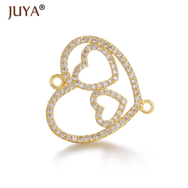 Фурнитура для ювелирных изделий соединители из меди и циркония в форме сердца