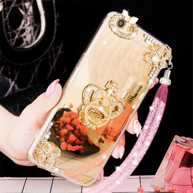 Для samsung J3 J5 J7 2016 2017 Prime J4 J6 Кристалл Rhinestone gemstone зеркальный чехол для задней панели