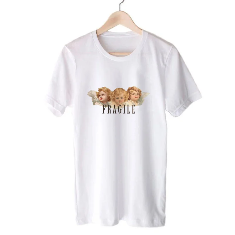 Винтаж Fiorucci футболка Для женщин ангелов думая о вас Забавные футболки с графикой