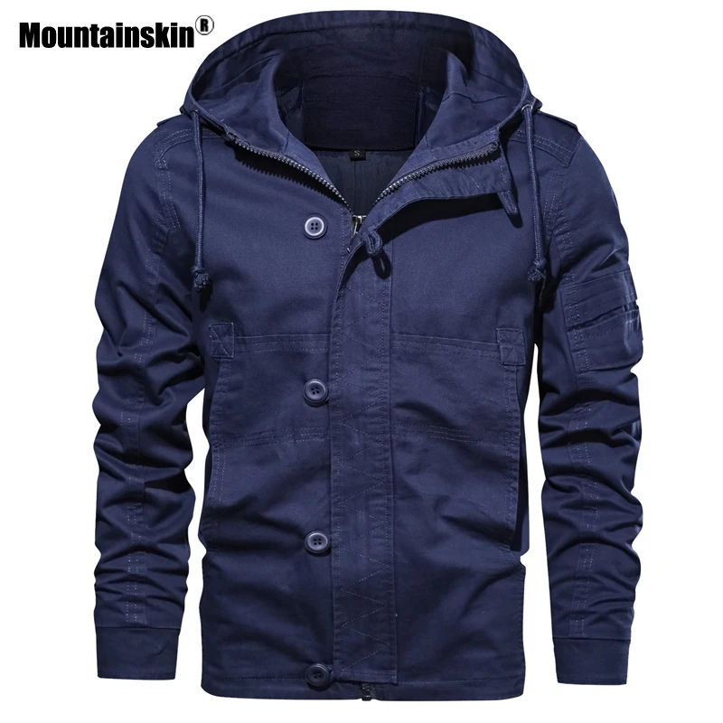 Мужская куртка с капюшоном Mountainskin повседневная приталенная в стиле милитари