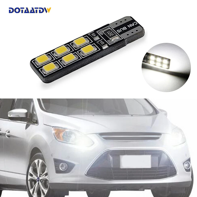 1x T10 W5W светодиодный светильник на танкетке, габаритные лампы для Ford Focus 2 1 Fiesta Mondeo 4 3 Transit Fusion Kuga Ranger Mustang KA S-max
