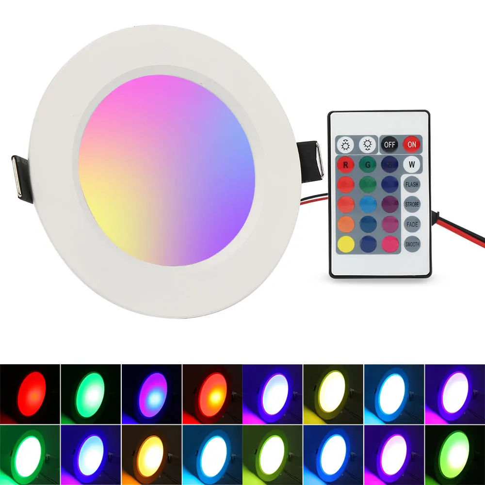 5 шт./лот 5 Вт/10 Вт RGB светодиодный панельный Светильник утопленные потолочные светильники с пультом дистанционного управления светодиодный светильник подвесной Точечный светильник s Декор AC85-265V