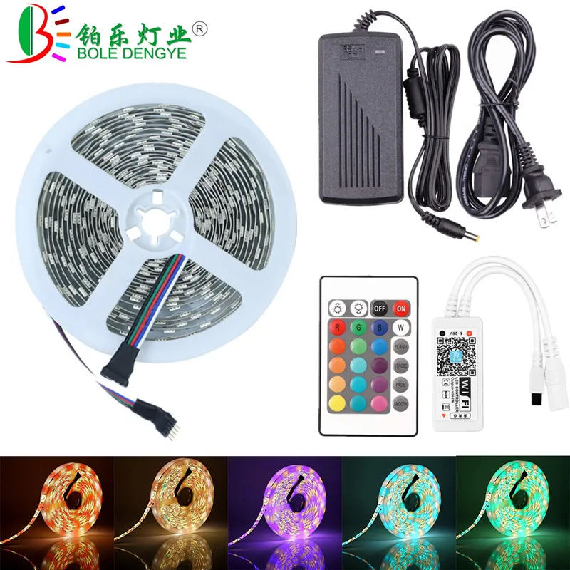 

5M 10M 15M WiFi RGBW RGBWW LED Strip Light+WiFi LED Controller+LED Power Supply SMD 5050 Flexible Tape Ribbon Works With Alexa