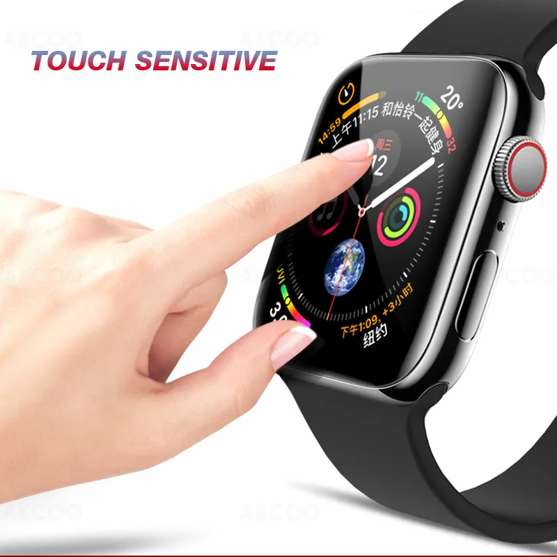 Akcoo, полный клей для apple watch, защита экрана, ультрафиолет, сенсорное стекло, без черной границы, для apple watch, стекло 3, 4, 5, 42, 40, 44 мм