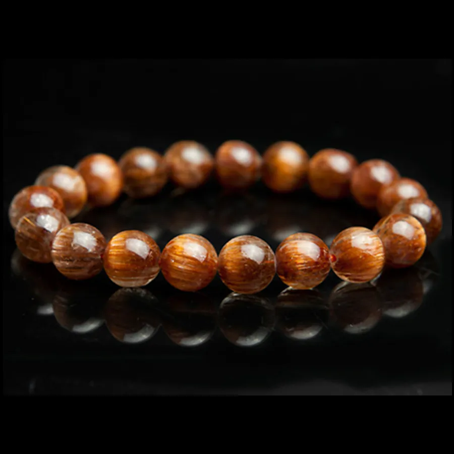 

10 мм бразильский браслет из НАТУРАЛЬНОЙ МЕДИ для волос рутилированный кварцевый браслет для женщин и мужчин очаровательный круглый растягивающийся браслет из бисера с кристаллами