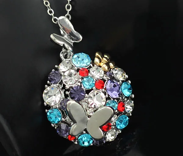 Разноцветные чешские Стразы в виде бабочки круглые серьги с подвеской Модные