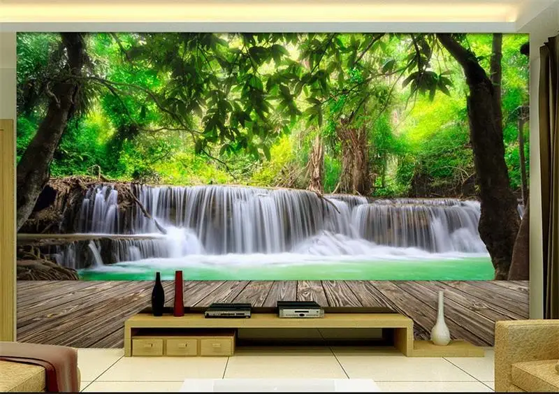 Пользовательские 3D обои для обоев 3d настенные фрески дерево лес водопад