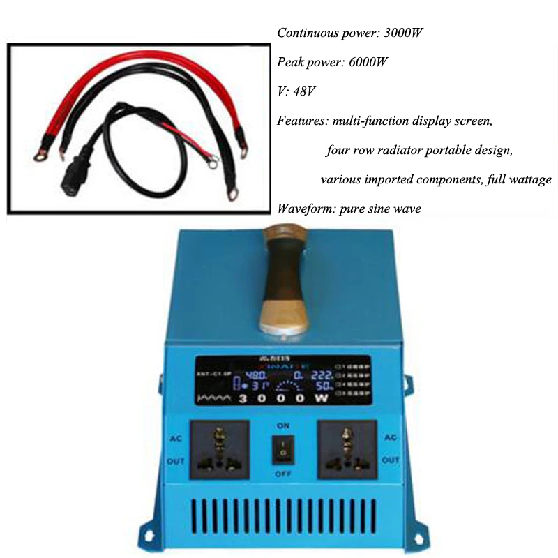 Pure Sine Wave Inverter Household Portable Car Computer Power Converter Industrial Vehicle XNT-3000X | Инструменты