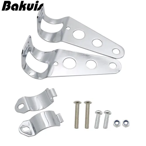 Chrome Bracket 6,5 дюймов мотоциклетный гриль головной светильник с Bracktes мотоцикл ретро-фары мотор мото скутер винтажный передний светильник круглая лампа - Цвет: Chrome Bracket