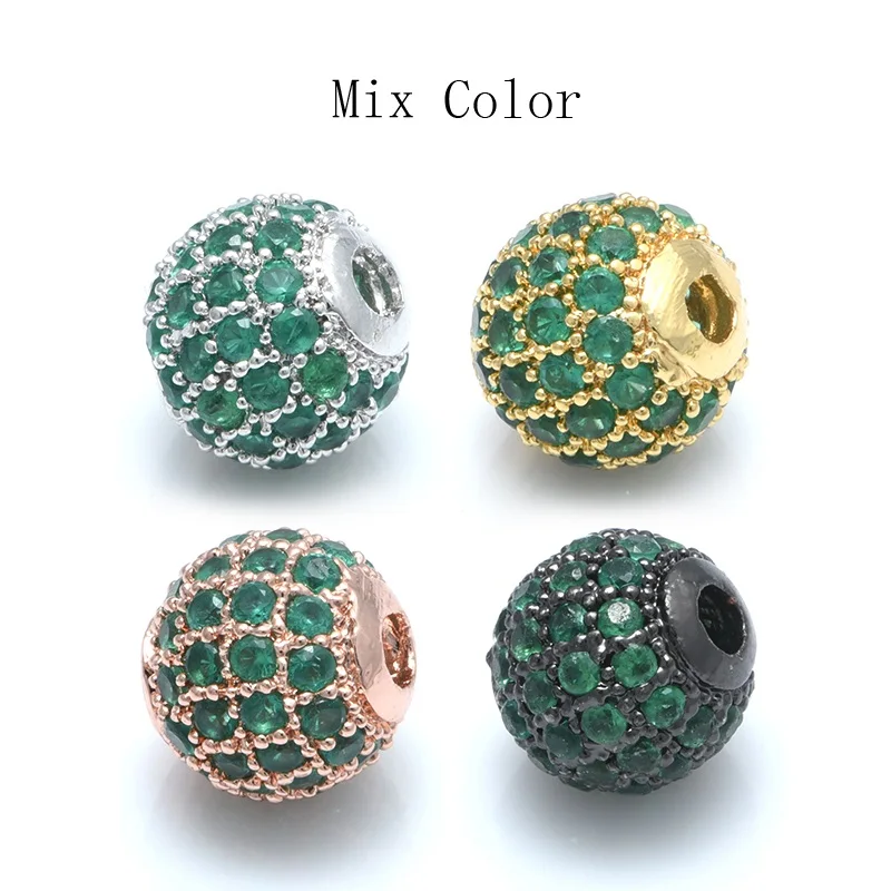 Mix Color 3 4 шт. 8 мм 9 видов стилей круглый, со смешанными цветами украшения из бусин латунь, цирконий шарики для DIY браслет ювелирных изделий - Цвет: Mix Color 3