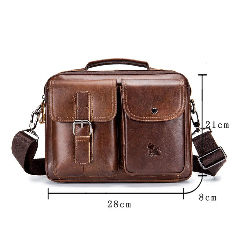 Promotions New Genuine Leather Men's Handbag Casual Business Man Shoulder Crossbody Bags Cowhide Large Capacity Travel Tote Bags