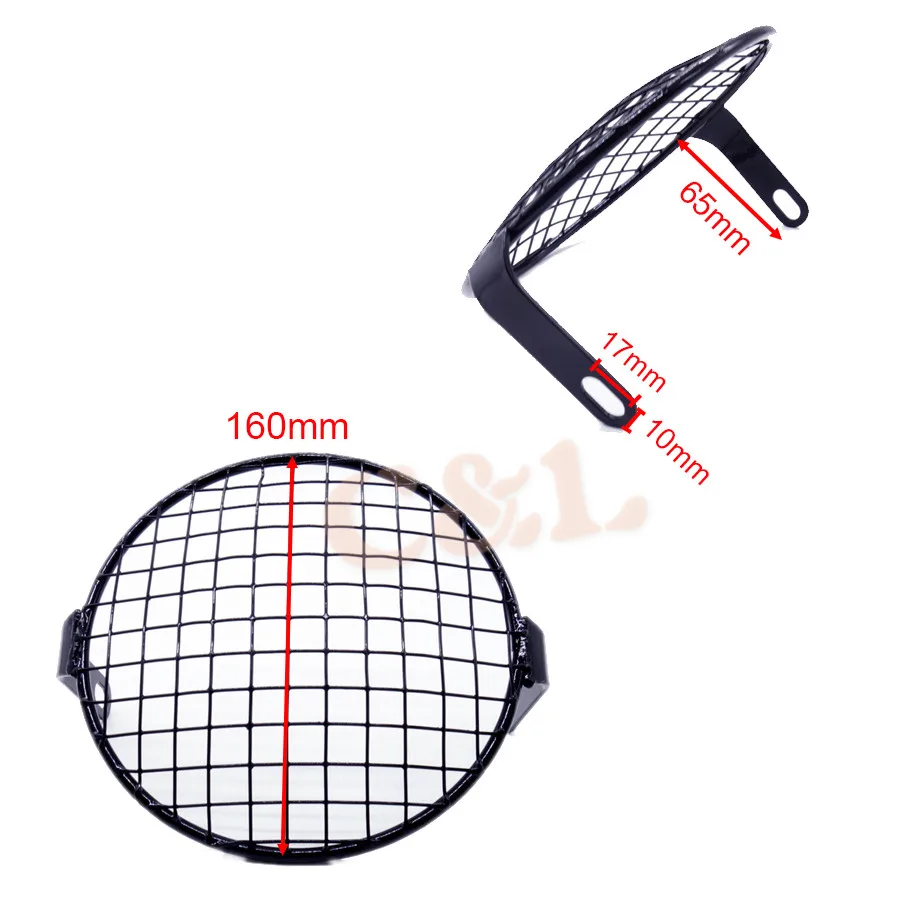 Мотоциклетный черный металлический Ретро-гриль с боковым креплением налобный