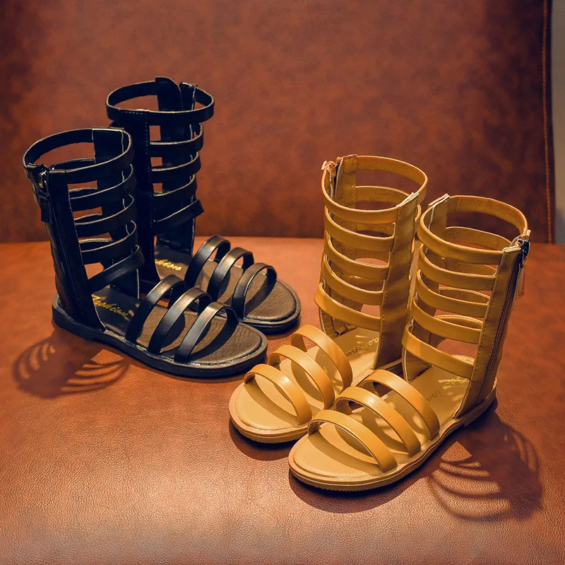 Летние сандалии-гладиаторы для маленьких девочек пляжная обувь в римском стиле