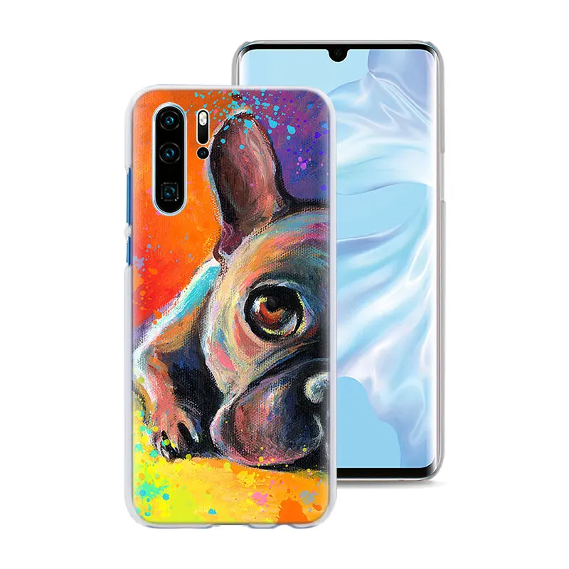 Французский Английский бульдог чехол для телефона для huawei P30 P30 Pro P9 P10 P20 Lite P Smart плюс вид 20 Жесткий задний Чехол бант