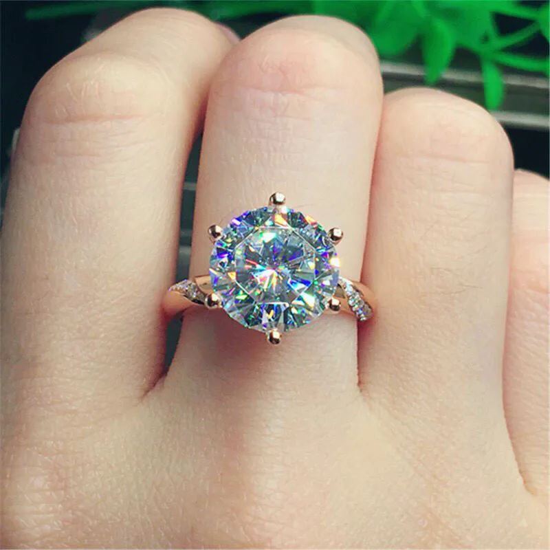 100% 18K Золотое кольцо 3 карат D color VVS Moissanite Diamond подлинной MO 005|Кольца| |