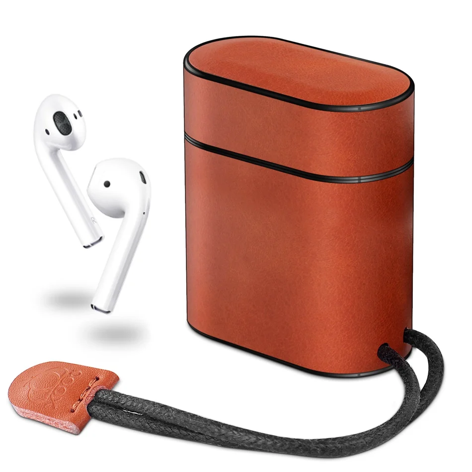 Brown Axbety для AirPods чехол из натуральной кожи Bluetooth беспроводной Чехол для наушников для Apple Airpods 1/2 зарядная коробка из зернистой кожи - Цвет: Brown