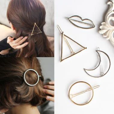1 шт. зажим для волос Moon/lips/circle/triangles/8 слов новые модные женские золотистые шпильки