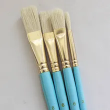 4Pcs Senior Drawing Brushes Drawing Art Supplie Aluminum Tube Artist Paint Brush Oil Painting Brushes Wooden Handle Sky Blue