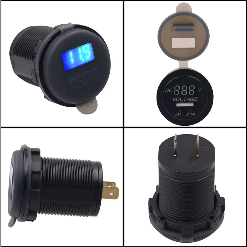 

DIY Waterproof LED 12-24V Car Motorcycle Marine RV USB Charger Power Adapter Charger Outlet Voltage Display