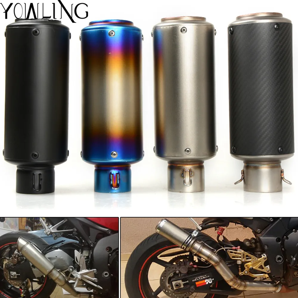 

Motorcycle Exhaust Laser Pipe Muffler Inlet 51mm 61mm Exhaust Mufflers Carbon Fiber Exhaust Pipe for Kawasaki NINJA 250 300 Z650