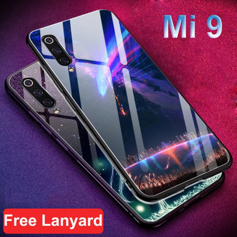 Чехол для Mi 9 чехол xiaomi mi задняя крышка Mi9 Твердый с закаленным стеклом и звездами