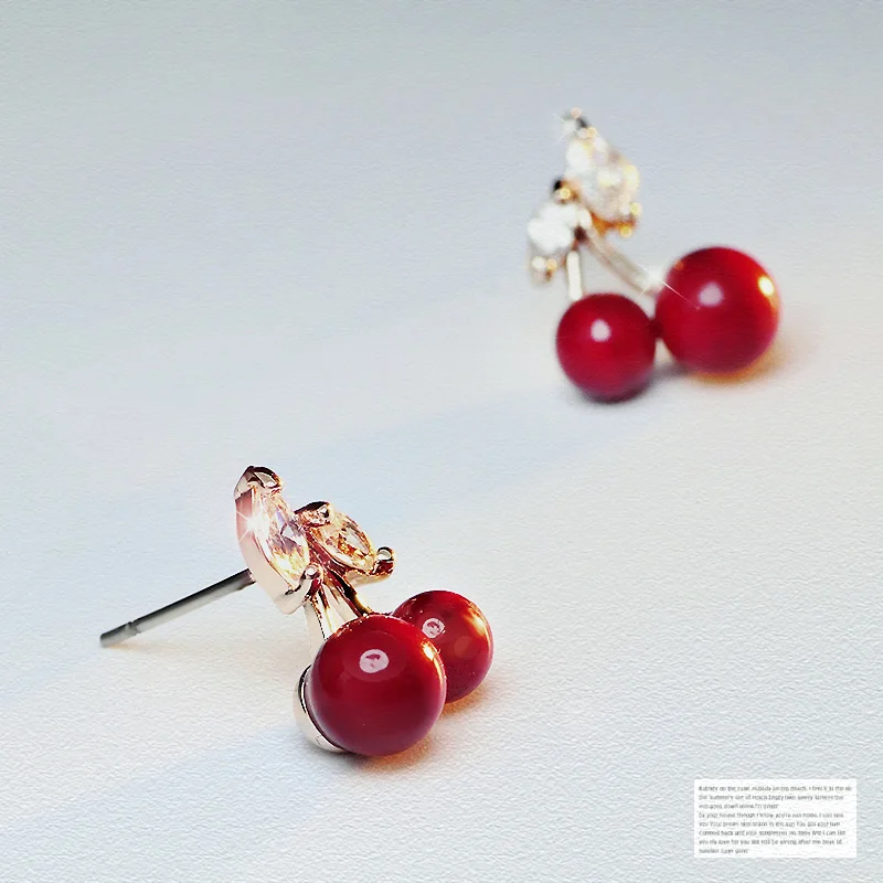 Red cherry imitation Pearl Clip on Earrings non pierced ear clip without piercing for lady | Украшения и аксессуары
