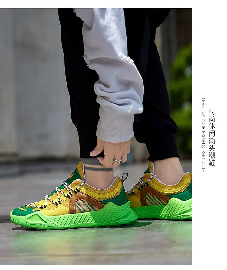 INS Hip Hop Street Summer Casual Mesh Shoes Men Chunky Sneakers Breathable Footwear Fashion Sneaker Joker Tenis Masculino