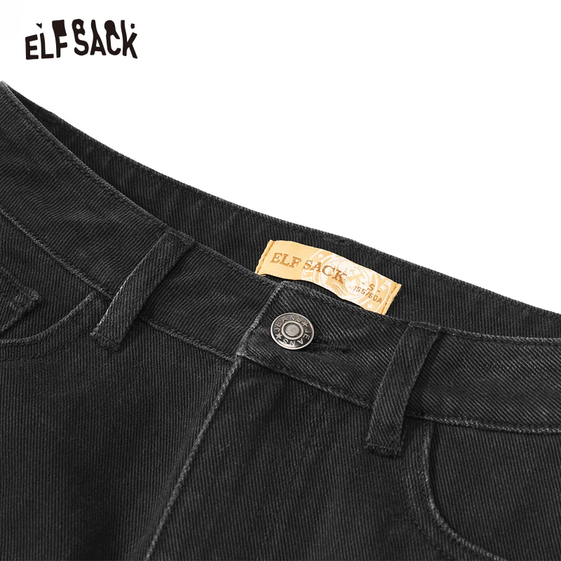 &quotЖенская джинсовая юбка ELF SACK черная ковбойская с клетчатым лоскутом хлопковая
