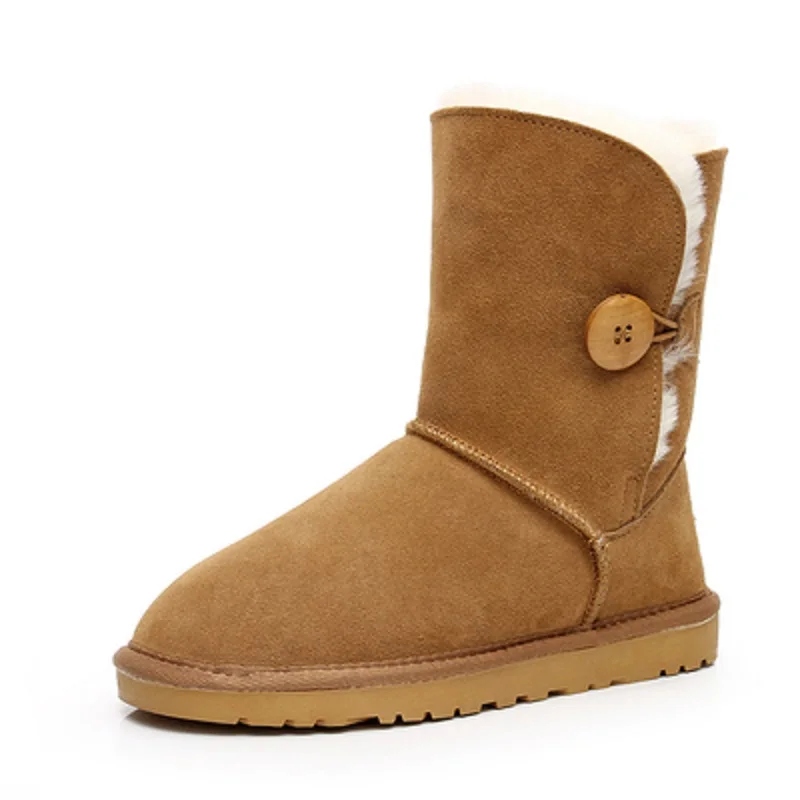 chestnut 03 Новые женские зимние сапоги классические высококачественные зимние сапоги из натуральной кожи теплые женские сапоги большого размера от австралийского бренда женская обувь - Цвет: chestnut 03