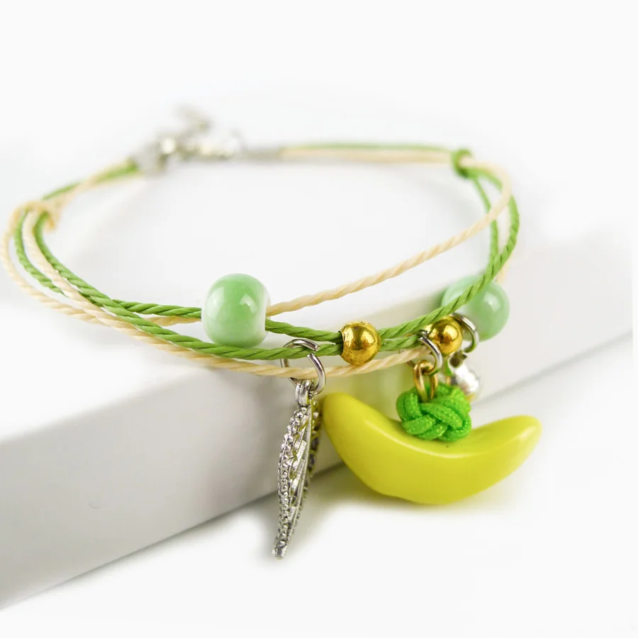 Cartoon Banana Ceramic Hand Knitting beads Bracelets Chinese ethnic style jewelry for women Children gift #FY203 | Украшения и