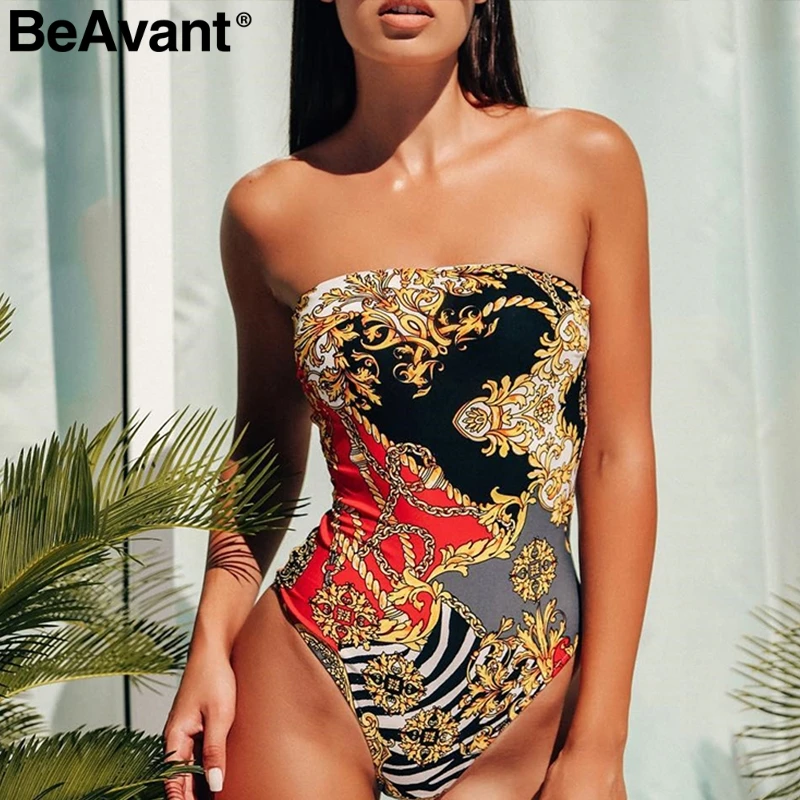 Женский слитный купальник без бретелек BeAvant купальный костюм с высокой