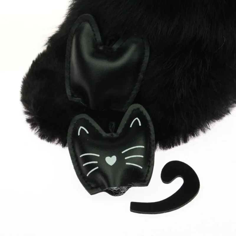 100 шт. в партии Diy искусственная кожа кошачья голова и хвост для Pom брелок подвеска