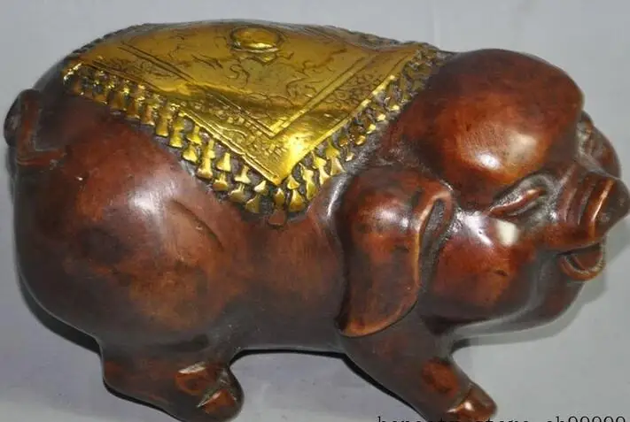 5 &quotКитайский Фэншуй бронзовое напыление животное зодиака Свинья свиной Лаки