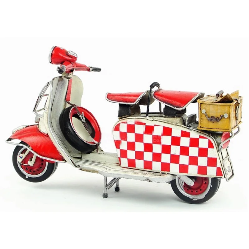 Vespa мини металлический мотоцикл модель ручной работы зеленый красный цвет