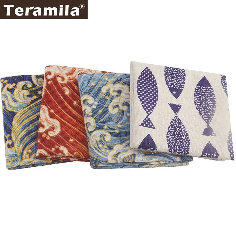 Teramila африканская Ткань Хлопок Лен Ткань Анкара Telas нашивки Tissu шитье DIY подушка занавеска сумка 4 шт. 45x45 см домашний текстиль