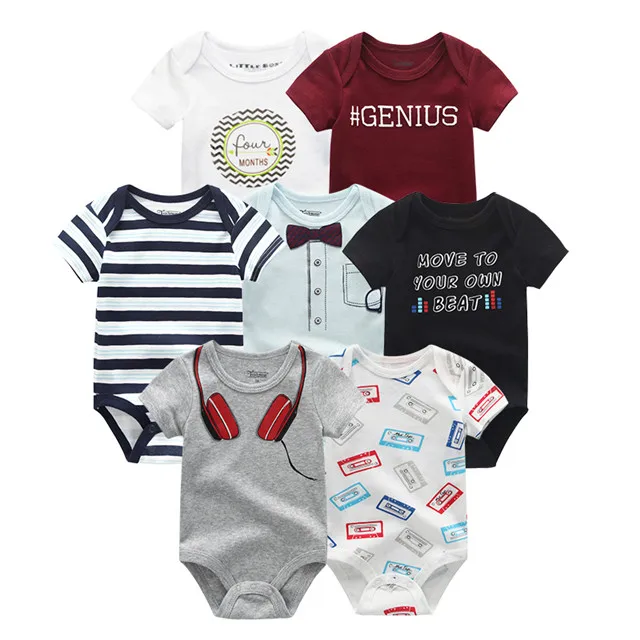 baby clothes7413 Детские летние комбинезоны, 7 шт./лот, одежда с короткими рукавами для мальчиков, комбинезоны для новорожденных девочек, хлопок, Roupas de bebe, для 0-12 месяцев, для новорожденных - Цвет: baby clothes7413