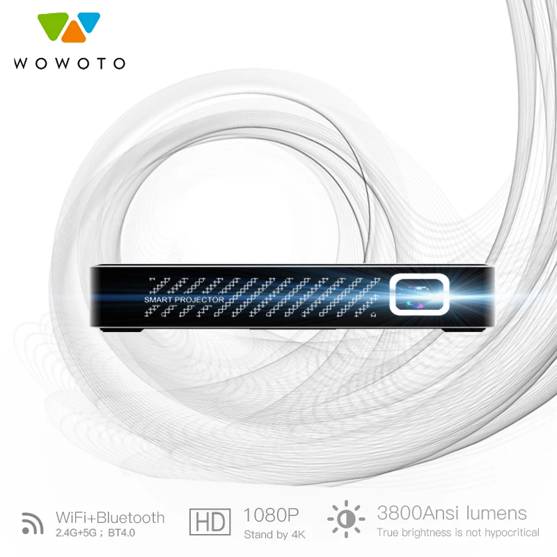 

WOWOTO Projector 854*480 Resolution Android Wi-Fi BluetoothLED Portable HD For Home Cinema Manual Focus Optional A5 Pro
