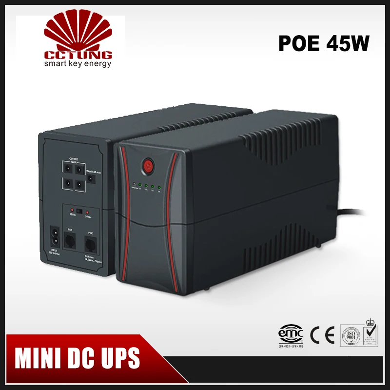 Мини-портативный UPS с 15/24VDC POE(мощность по Ethernet) и 9/12VDC интерфейс макс 45 Вт Выход и 12V7AH свинцово-кислотная батарея Встроенный