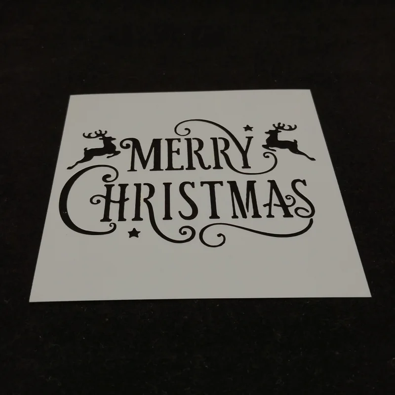 

13*13 Merry christmas pvc Layering Stencils for Diy scrapbook coloring,painting stencil,home decor diy etc. Product image