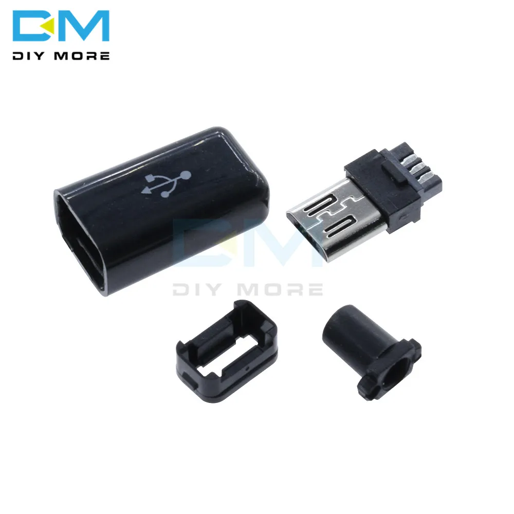 10 шт. набор штекерных разъемов Micro USB для самостоятельной сборки с крышкой черный