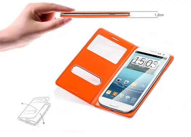Флип Чехлы для Samsung Galaxy S3 i9300 i9301 кожаный чехол SamsungS3 с окошком тонкий передней и