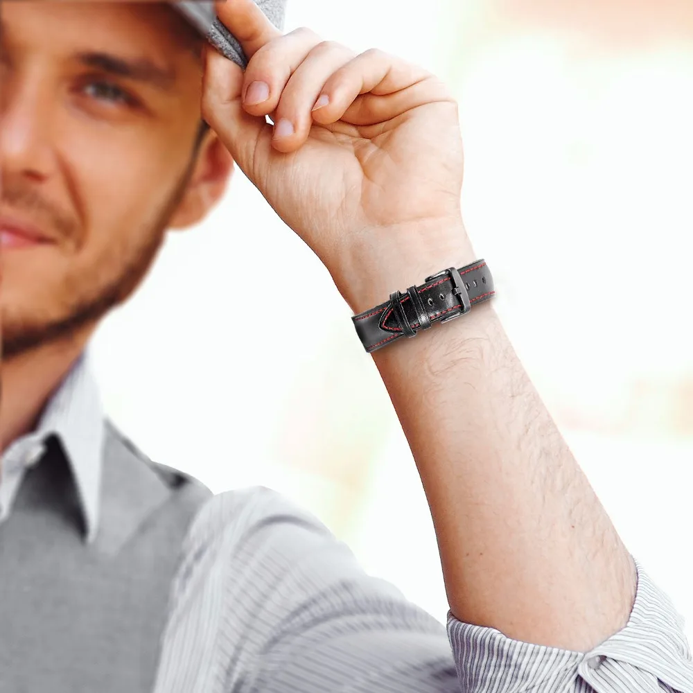 Ремешок для часов из натуральной кожи для samsung gear Fit2 R360/Fit 2 Pro R365, сменный ремешок для часов, стальной ремешок с застежкой, браслет на запястье