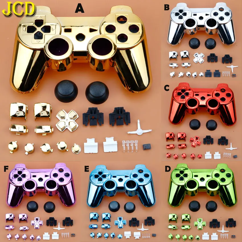 JCD для sony playstion 3 PS3 контроллер ручки с гальваническим покрытием Корпус Крышка Чехол ж/Внутренняя рамка Полная кнопка аксессуары комплект