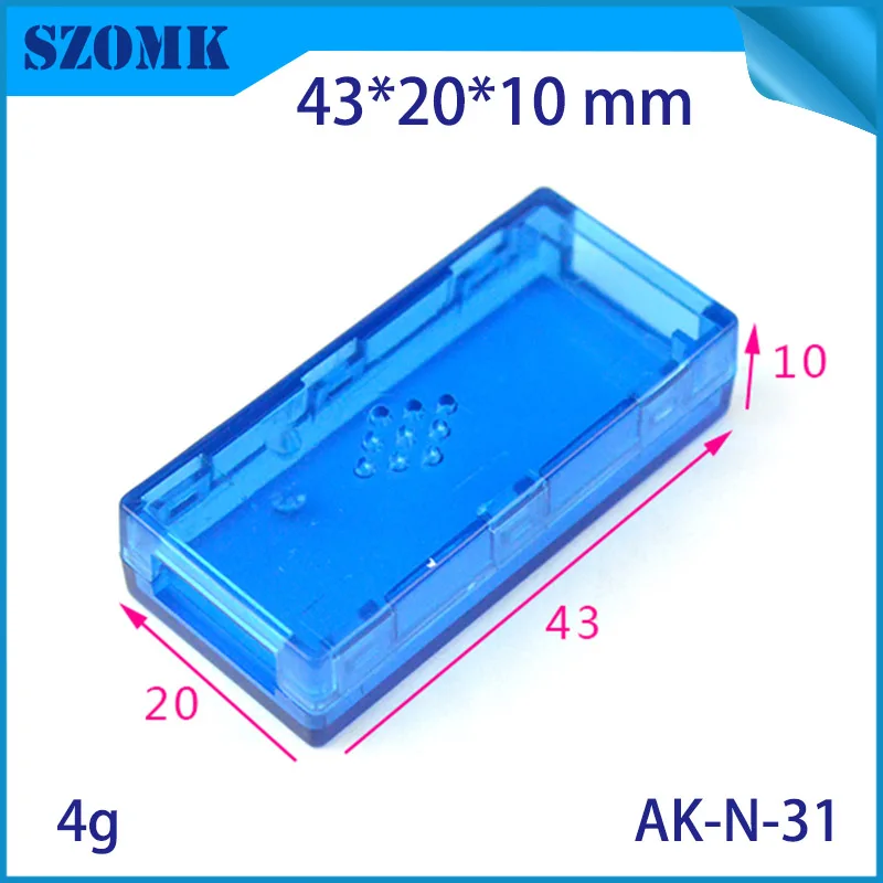 1 шт 43*20*10 мм прозрачный синий/белый пластиковый usb корпус маленькая пластиковая