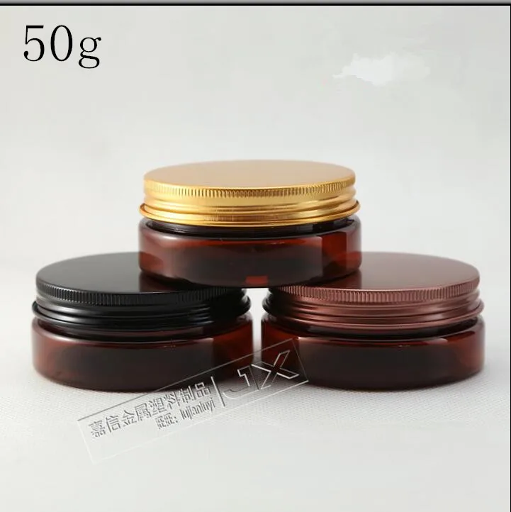 Free Shipping 50g/ml Dark Brown Plastic Flat Bottle Jar Aluminum Screw lid Butter Pomade Bath Salt Small Sample Packing Bottles | Красота и