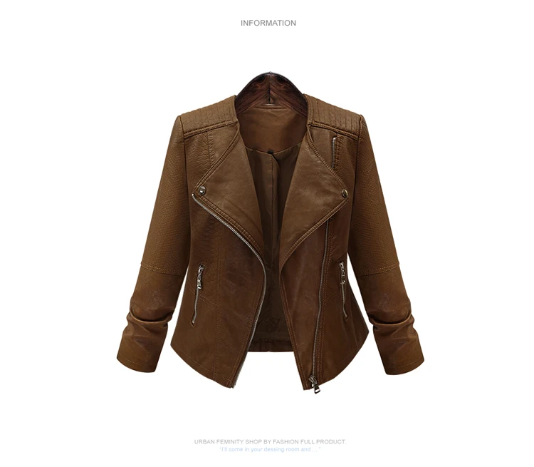 Women's Long Sleeve Leather Coat 2018 Spring Fashion MOTO Jacket Zipper Slim Female Cardigans Coats PU Plus Size 5XL C82834C |