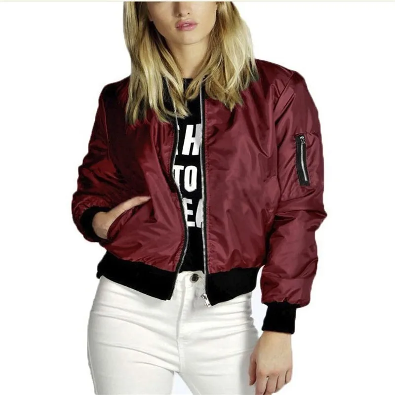 

Куртка женская демисезонная короткая, однотонная, с длинным рукавом