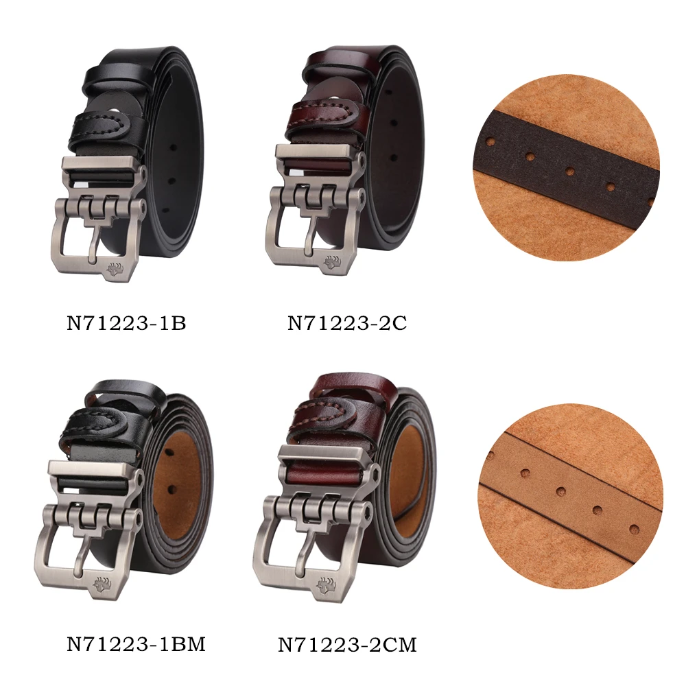 BISON DENIM, ремень из натуральной кожи для мужчин, подарок, дизайнерские джинсы, ремни, мужские, высокое качество, Воловья кожа, индивидуальная Пряжка, Ретро стиль, N71223
