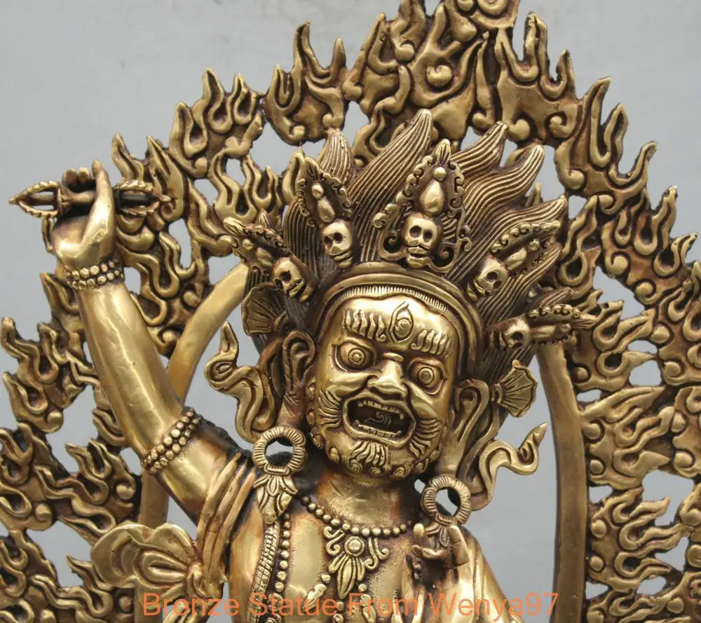 18 &quotКитай Тибет Ваджрапани Махакалы Ямантака Будды Бронзовая Статуя QQ|qq car|qq chinaqq