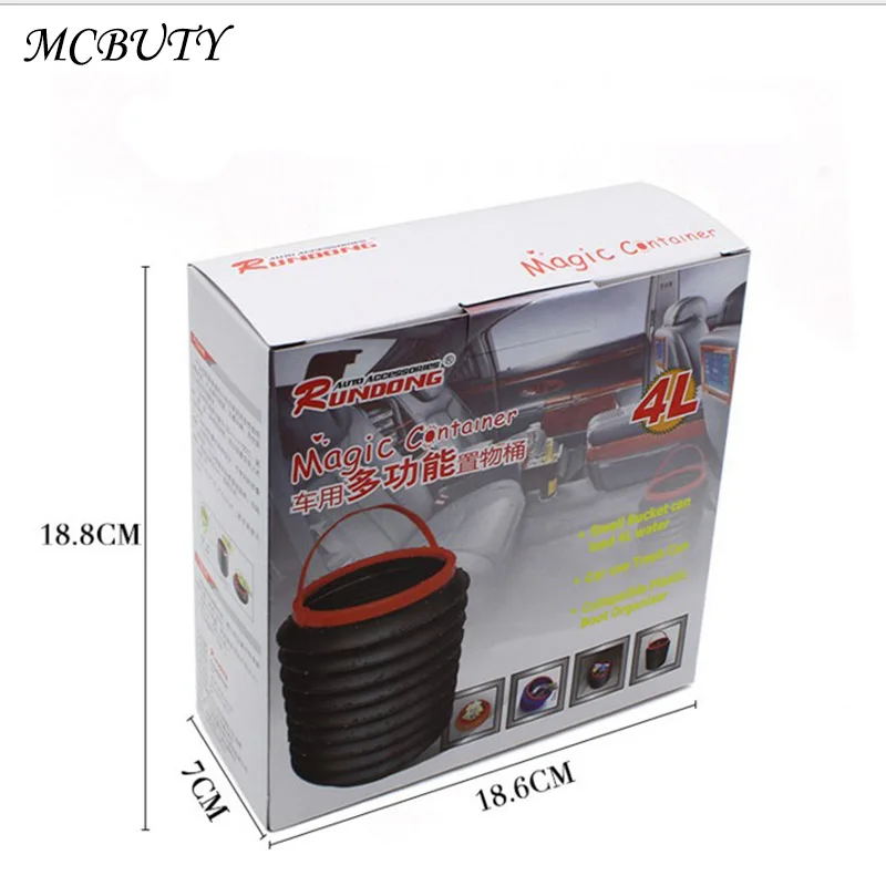 

Car Trash Universal Car Trash Bin Auto Organizer Storage Box Plastic Round Folding Waterproof Storage Bucket Umbrella Set Black